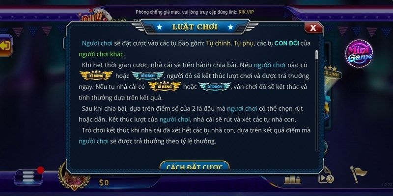 Nắm bắt những thông tin luật chơi game bài Xì Dách Rikvip chi tiết nhất